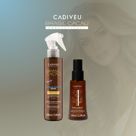 El Gradual Smooth Serum ayuda a controlar el frizz, reducir el volumen y conseguir un efecto de suavidad progresiva, mientras que el Cadiveu Brazilian Cacau Shine Serum aporta un brillo intenso, sella la cutícula y deja el cabello con un acabado sedoso y luminoso.

Juntos ayudan a proteger el cabello de la humedad, mejorar la manejabilidad y prolongar un peinado impecable por más tiempo.