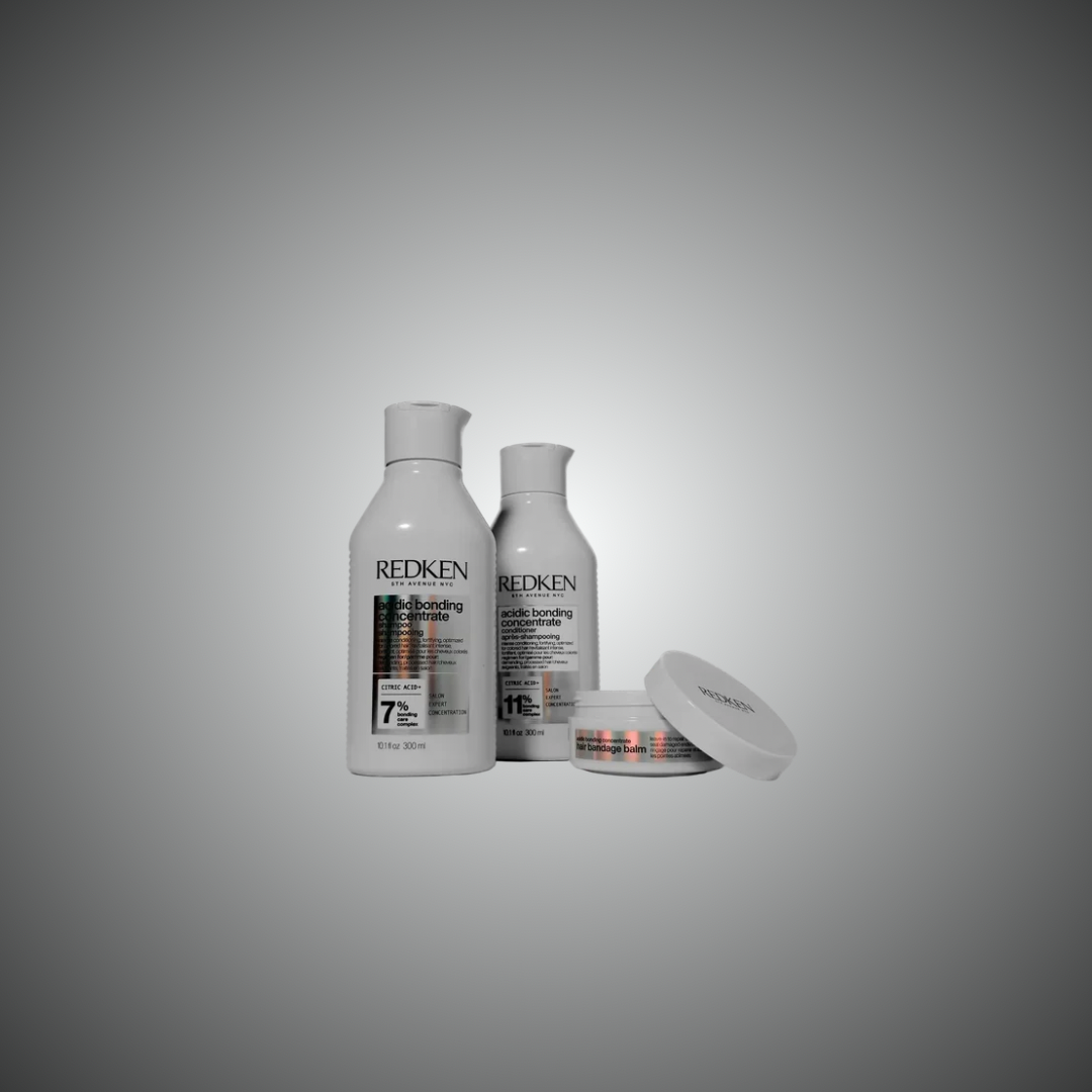 Redken Acidic Bonding Concentrate shampoo conditioner y Hair Bandage Balm para reparar puntas secas