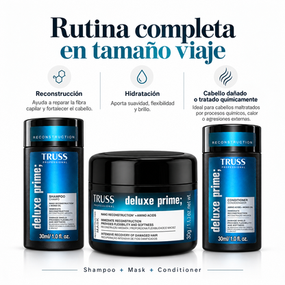 Kit Travel Size TRUSS Deluxe Prime | Reconstrucción Capilar 3 Pasos