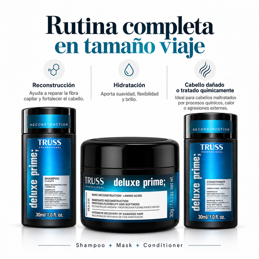 Kit Travel Size TRUSS Deluxe Prime | Reconstrucción Capilar 3 Pasos