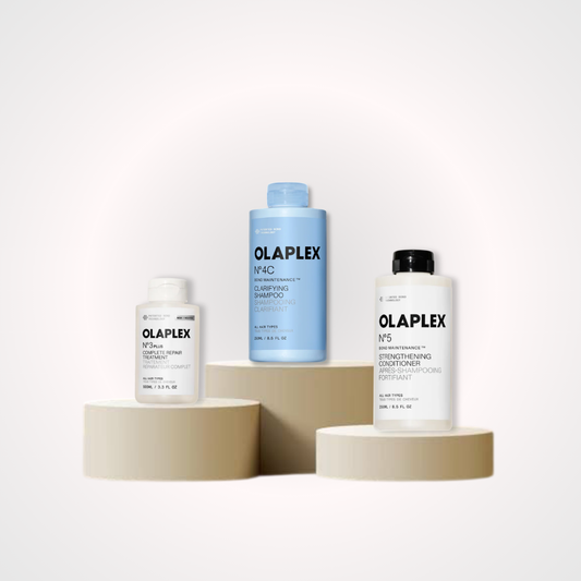 OLAPLEX CLARIFYNG REPAIR KIT | No.3 + No.4C + No.5 para el cuidado, reparación y fortalecimiento del cabello dañado, quebradizo y tratado químicamente, diseñados para mejorar la salud, suavidad, brillo y resistencia de la fibra capilar. shampoo clarificante que elimina la acumulación de impurezas, exceso de grasa y residuos del cabello mientras ayuda a mantenerlo limpio, suave y saludable.