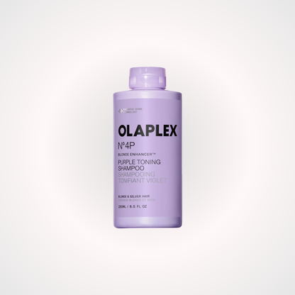 OLAPLEX Nº4P BLONDE ENHANCER™ TONING SHAMPOO, shampoo violeta matizador para cabello rubio, decolorado o con canas que ayuda a neutralizar tonos amarillos. Productos Olaplex para el cuidado, reparación y fortalecimiento del cabello dañado, quebradizo y tratado químicamente, diseñados para mejorar la salud, suavidad, brillo y resistencia de la fibra capilar.