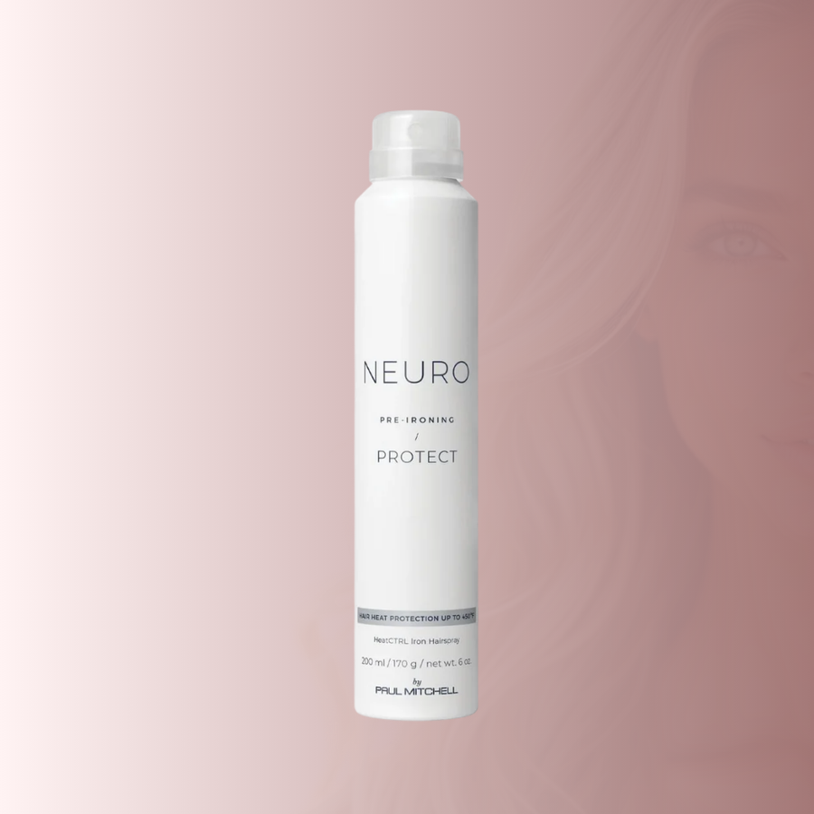 El Paul Mitchell Neuro Protect HeatCTRL Iron Spray es un spray protector térmico de alto rendimiento diseñado para ayudar a proteger el cabello de las altas temperaturas de planchas y rizadoras.