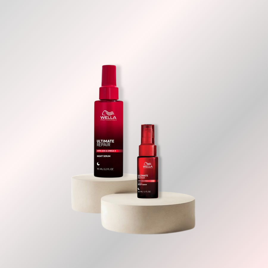 Wella Professionals Ultimate Repair Night Serum, sérum nocturno reparador que ayuda a fortalecer, suavizar y reparar el cabello dañado durante la noche, aportando brillo y una apariencia más saludable.
