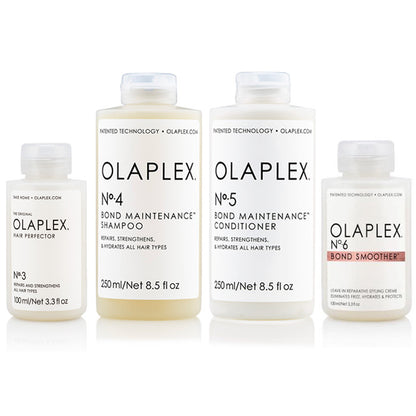 Olaplex Starting Kit – Hair Perfector No.3 + Bond Maintenance Shampoo No.4 + Bond Maintenance Conditioner No.5 + Bond Smoother No.6